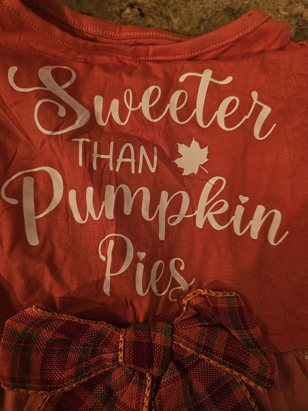 New Small Dog Orange Pumpkin Pie Dress with Plaid Bow